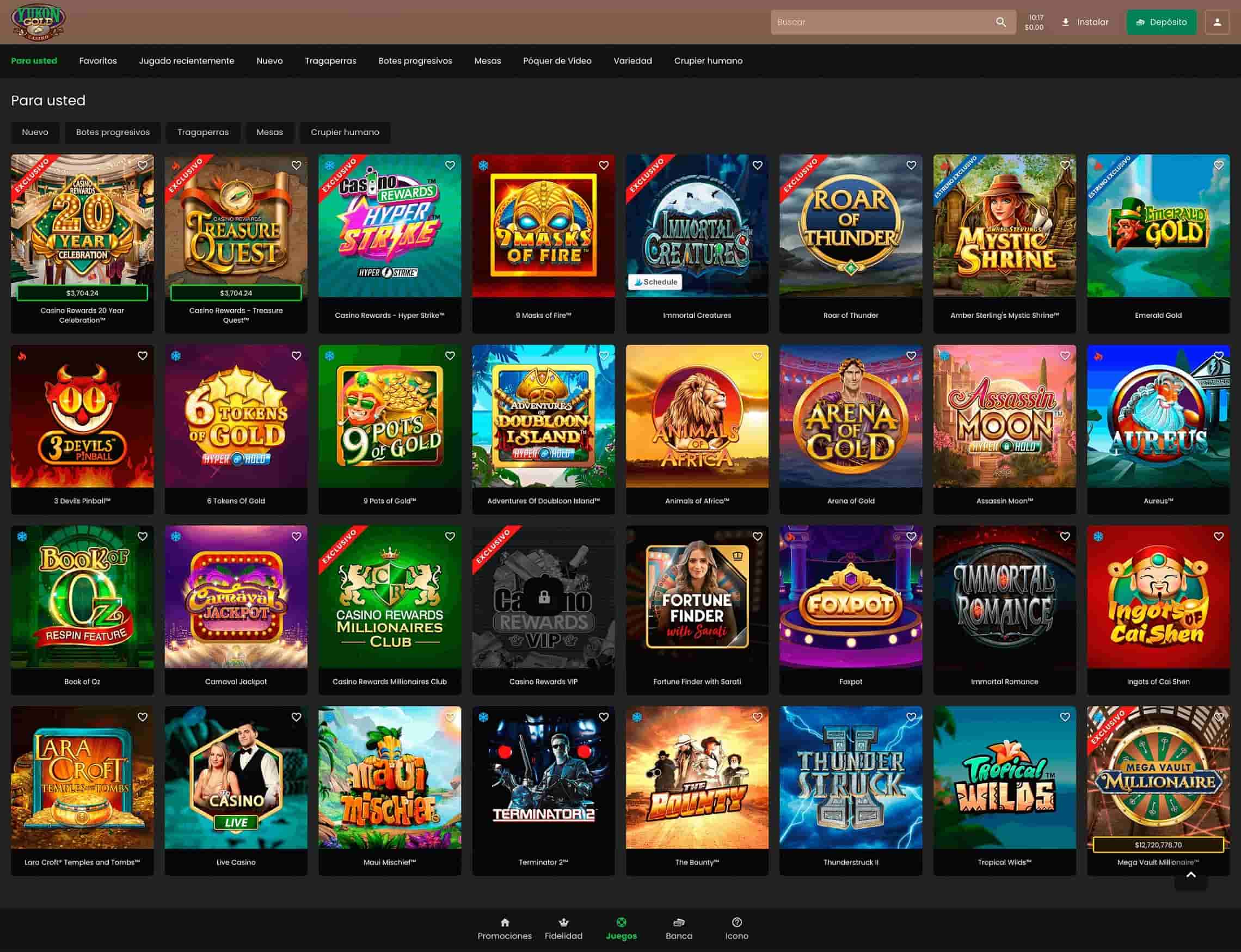 Captain Cooks Casino - desktop version